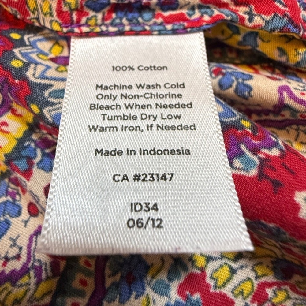 Talbots Woman Paisley Medallion Cotton Top 20W Multi-Color Gold Button 2446 - Picture 3 of 7